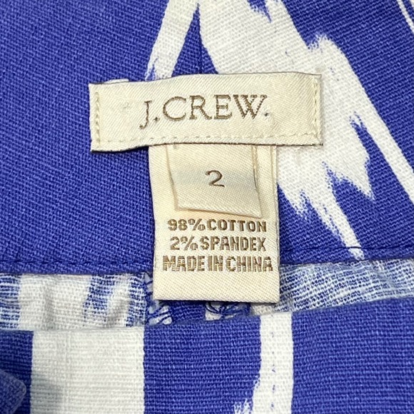 J. Crew Women's Blue White Ikat Pattern Linen Blend Shorts‎ Size 2 - Picture 4 of 5